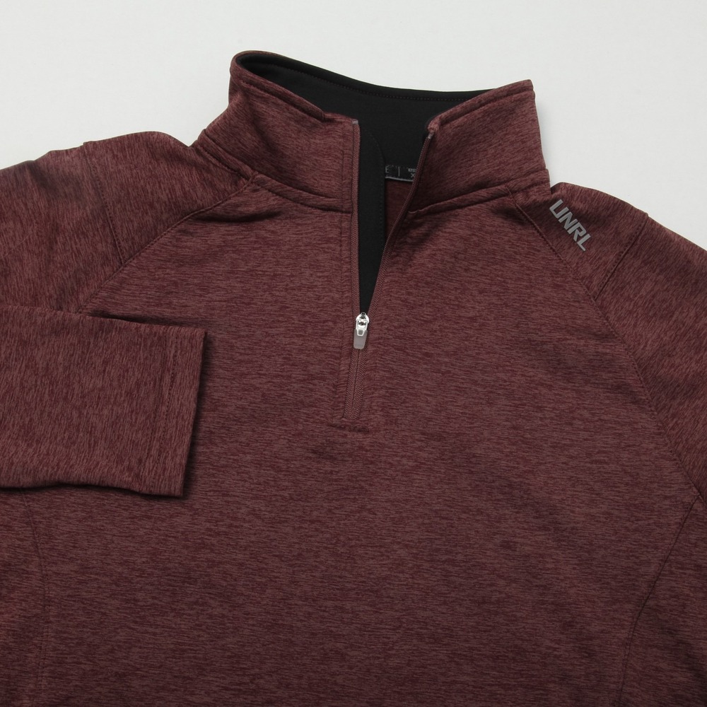 UNRL Elite Men's XS Quarter Zip Pullover Activewear Top Maroon Heather Stretch
